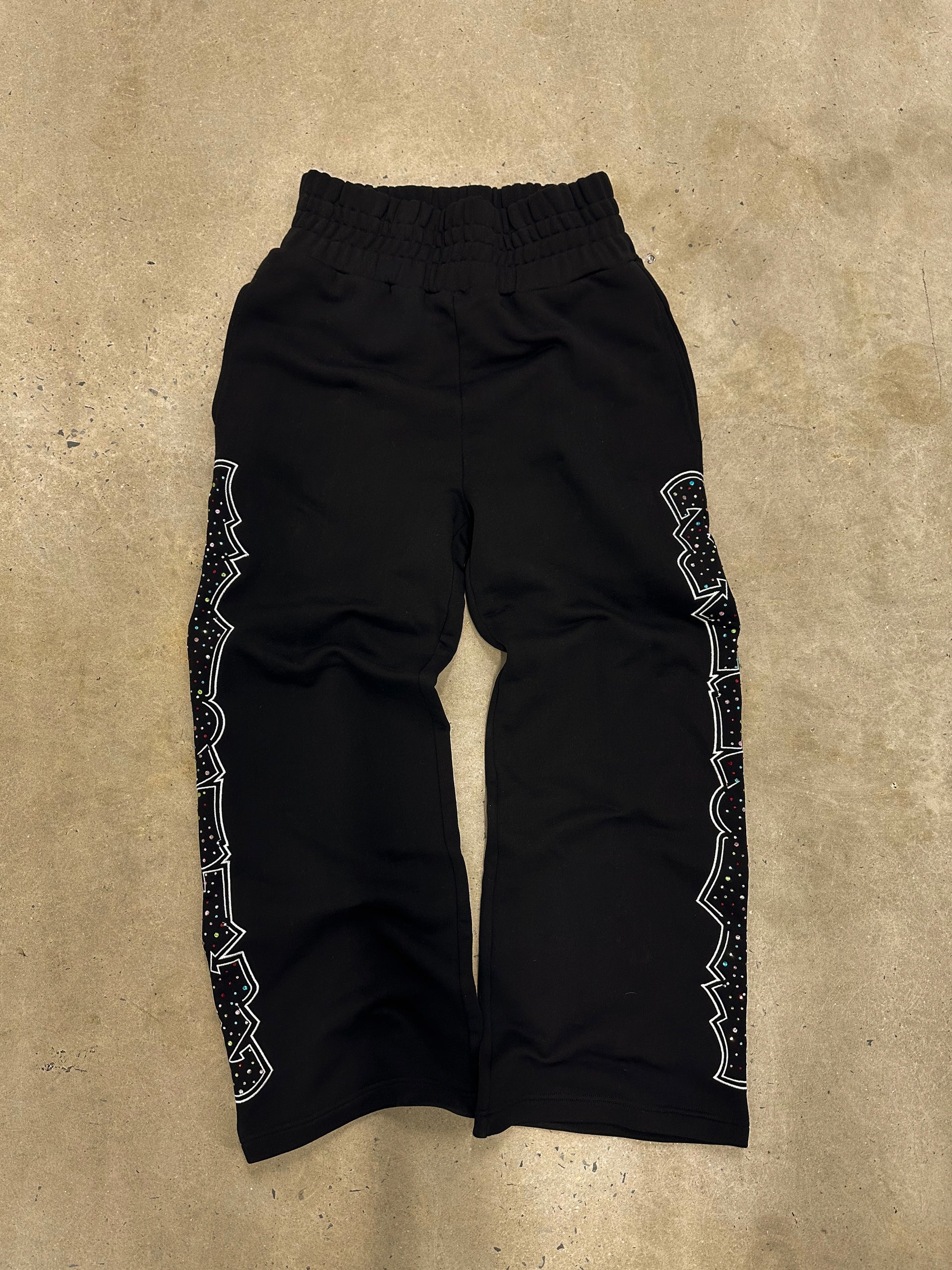 black baggy crystal pants